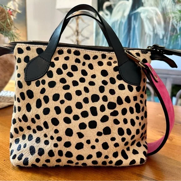 Parker Thatch Leopard Print Women's Bag with pink Strap - Picture 2 of 8